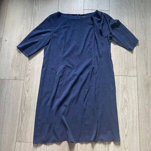 Sam Kori George Atelier Midi Shift Dress Women's Blue Short Sleeve